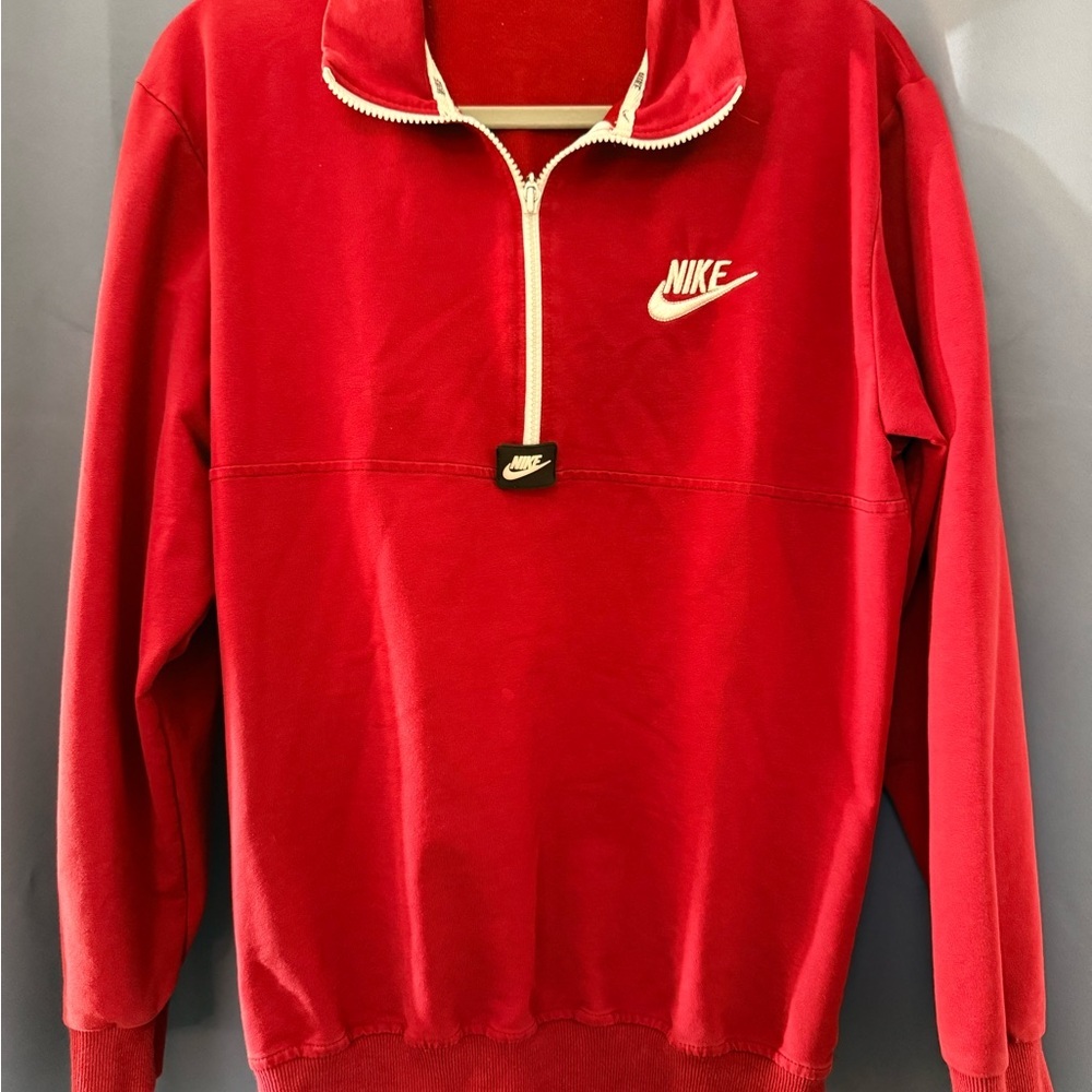 Nike Red Half-Zip Pullover with White Accents